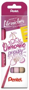 Pisaki pędzelkowe zestaw do liternictwa Brush Sign Pen 4 sztuki Owocowe Popisy, Pentel