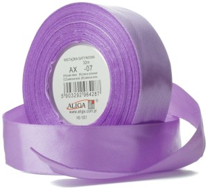 Wstążka satynowa fioletowa jasna 38 mm x 32 m AX38-07, Aliga