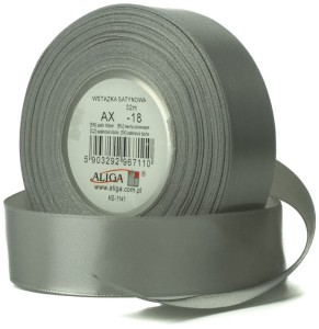 Wstążka satynowa szara sina 38 mm x 32m AX38-18, Aliga