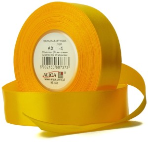 Wstążka satynowa żółta ciemna 38 mm x 32m AX38-04, Aliga