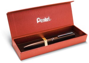 Pióro kulkowe Sterling EnerGel brązowe 0,7 mm niebieski w etui BL2007, Pentel