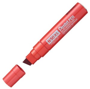 Marker permanentny Pentel czerwony 17 mm ścięty N50XL