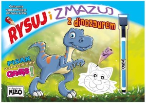 Książka Rysuj i zmazuj z dinozaurem rysowanie po szlaczku, Niko