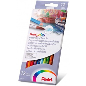 Kredki ołówkowe akwarelowe 12 kolorów, Pentel