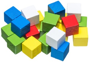 Kostki drewniane kolorowe 1,5 cm 21 sztuk, Brewis