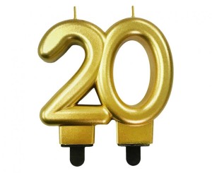Świeczka urodzinowa cyfra 20 metalik złota, GoDan