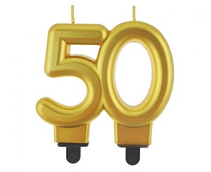Świeczka urodzinowa cyfra 50 metalik złota, GoDan