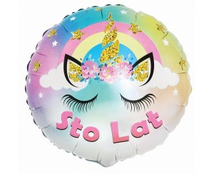 Balon foliowy Pastelowy Jednorożec Sto Lat 36 cm, GoDan