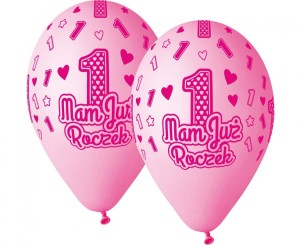 Balony Mam Już Roczek różowe 33 cm 5 sztuk Premium, GoDan