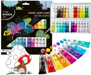 Farby akrylowe zestaw 24 kolory x 6 ml Tuby, Kidea