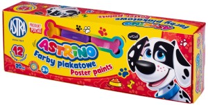 Farby szkolne plakatowe Astrino 12 kolorów x 20 ml, Astra