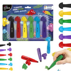 Flamastry grube z figurką Dinozaury 6 kolorów Jumbo, Kidea