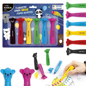 Flamastry grube z figurką Misie 6 kolorów Jumbo, Kidea