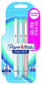 Długopis żelowy Paper Mate Pastelowy Glide 3 kolory 0,5 mm automatyczny