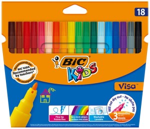 Flamastry szkolne BIC 18 kolorów Visa