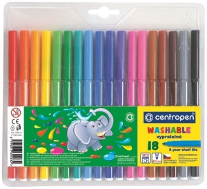 Flamastry szkolne zmywalne zestaw 18 kolorów, Centropen