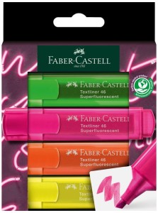 Zakreślacze Textliner 1546 zestaw 4 sztuk neonowe, Faber Castell