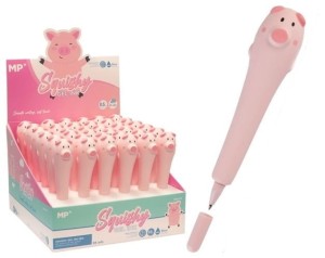 Długopis żelowy Squishy Świnka 0,5 mm niebieski gniotek, Main Paper