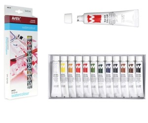 Farby wodne akwarelowe w tubach zestaw 12 kolorów x 12 ml, Main Paper