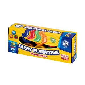 Farby plakatowe szkolne Astra 10 kolorów x 20 ml Standard box