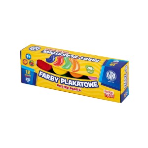Farby plakatowe szkolne Astra 12 kolorów x 20 ml Standard box