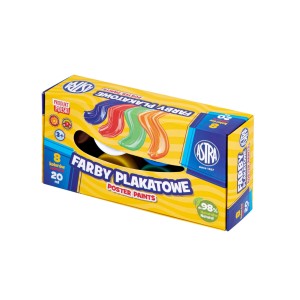 Farby plakatowe szkolne Astra 8 kolorów x 20 ml Standard box