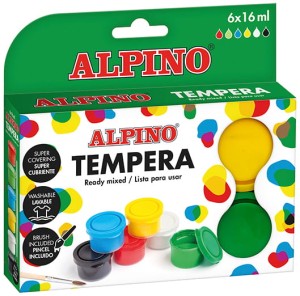 Farby plakatowe 6 kolorów x 16 ml, Alpino
