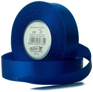 Wstążka satynowa granatowa 12 mm 32 mb. AX12-57, Aliga