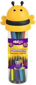 Flamastry szkolne w etui Pszczółka 12 kolorów, Strigo
