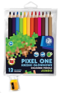 Kredki ołówkowe grube 12 kolorów Jumbo Pixel One, Astra