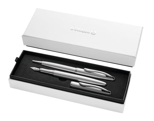 Set fountain pen and ballpoint pen K_P36 Jazz Noble Elegance Silver in box G25, open-Etui_G25_dyn_offen_geschlossen_CMYK_silber_PIM_MAM-web.jpg