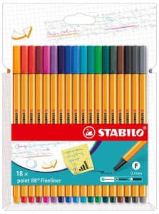 Cienkopisy Stabilo Point 88 18 kolorów 0,4 mm
