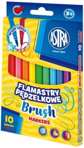 Flamastry pędzelkowe 10 kolorów Brush, Astra