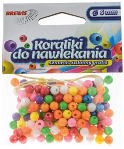 Koraliki kolorowe do nawlekania 6 mm Mix 16g, Brewis