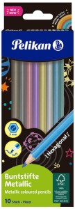 Kredki ołówkowe metaliczne 10 kolorów sześciokątne, Pelikan