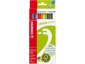Kredki szkolne ołówkowe Stabilo 12 kolorów Green Color