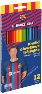Kredki ołówkowe trójkątne 12 kolorów FC Barcelona, Astra