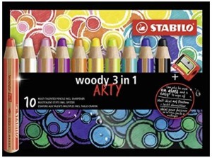 Kredki grube Stabilo Woody 10 kolorów 3w1 Arty w kartonowym etui
