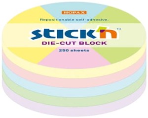 Karteczki samoprzylepne notes koło 67 x 67 mm 5 kolorów pastel 250 karteczek, Stick'n
