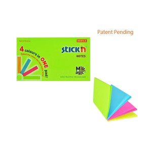 Karteczki samoprzylepne notes Magic 76 x 127 mm neon 4 kolory x 25 karteczek, Stick'n