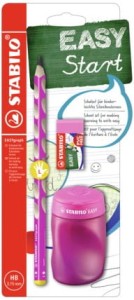 Zestaw ergonomiczny Stabilo dla leworęcznych różowy Ołówek Temperówka Gumka EASYgraph School Set