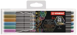 Pisaki Flamastry Stabilo 6 kolorów metalicznych Pen 68 w etui