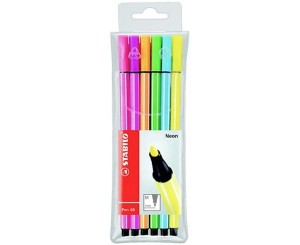 Pisaki Flamastry Stabilo 6 kolorów neon Pen 68 w etui