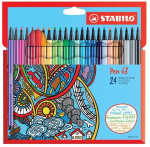 Pisaki Flamastry Stabilo 24 kolory Pen 68 w etui kartonowym
