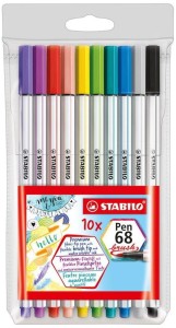 Pisaki pędzelkowe Stabilo 10 kolorów Pen 68 Brush