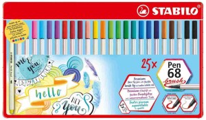 Pisaki pędzelkowe Stabilo 25 kolorów w metalowym pudełku Pen 68 Brush