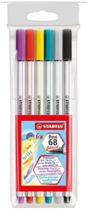 Pisaki pędzelkowe Stabilo 6 kolorów Pen 68 Brush