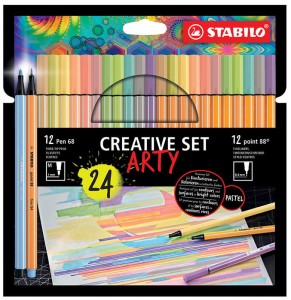 Zestaw Stabilo Pisaki Pen 68 + Cienkopisy Point 88 24 kolory Creative Set Arty