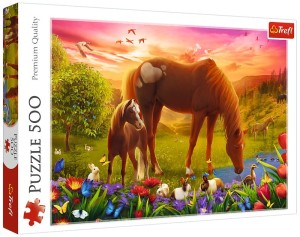 Puzzle Trefl 500 elementów Konie na łące