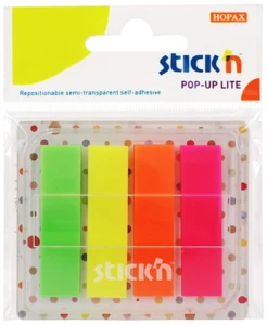 Zakładki indeksowe 45 x 12 mm w podajniku 80 szt.w 4-kol,NEON, Stick`n